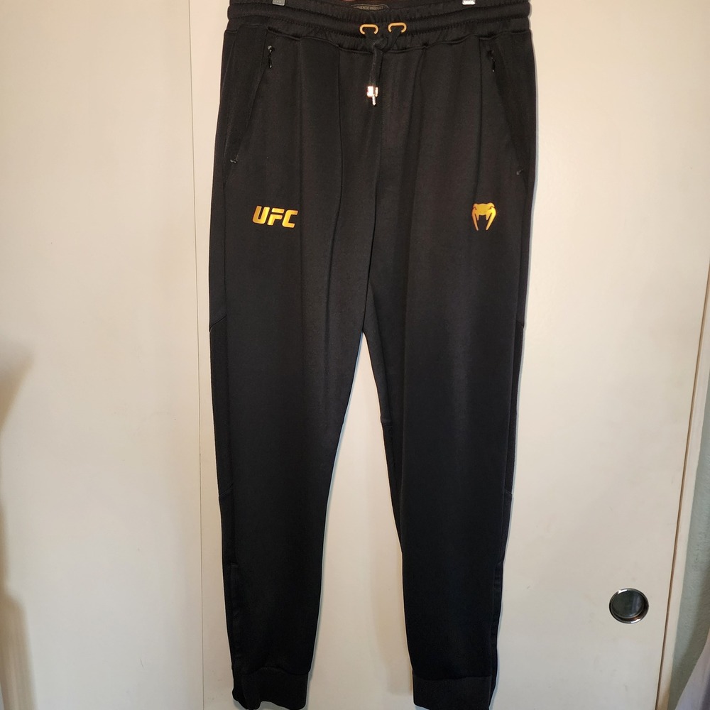 Venum UFC Jogger Sweatpants Mens XL Black Gold Logo Authentic Fight Week MMA